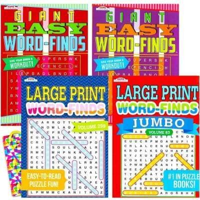 Word Search Puzzle Book Bundle (4-Pack Bundle) Easy-to-Read Large Print