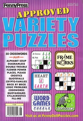 Approved Variety Puzzles #8 - Inmate Puzzle Book