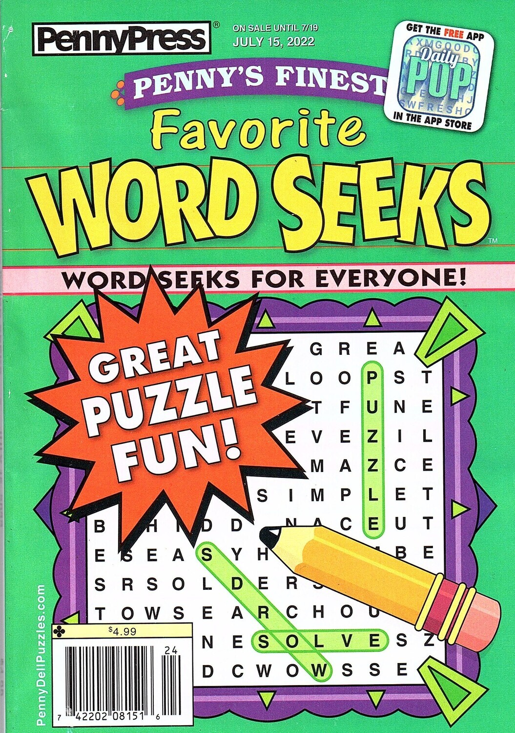 Penny Press July Word Seek Special -Free Shipping!