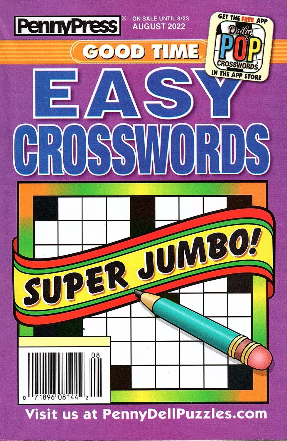 Penny Press Easy Crosswords Aug 2022 -Free Shipping!