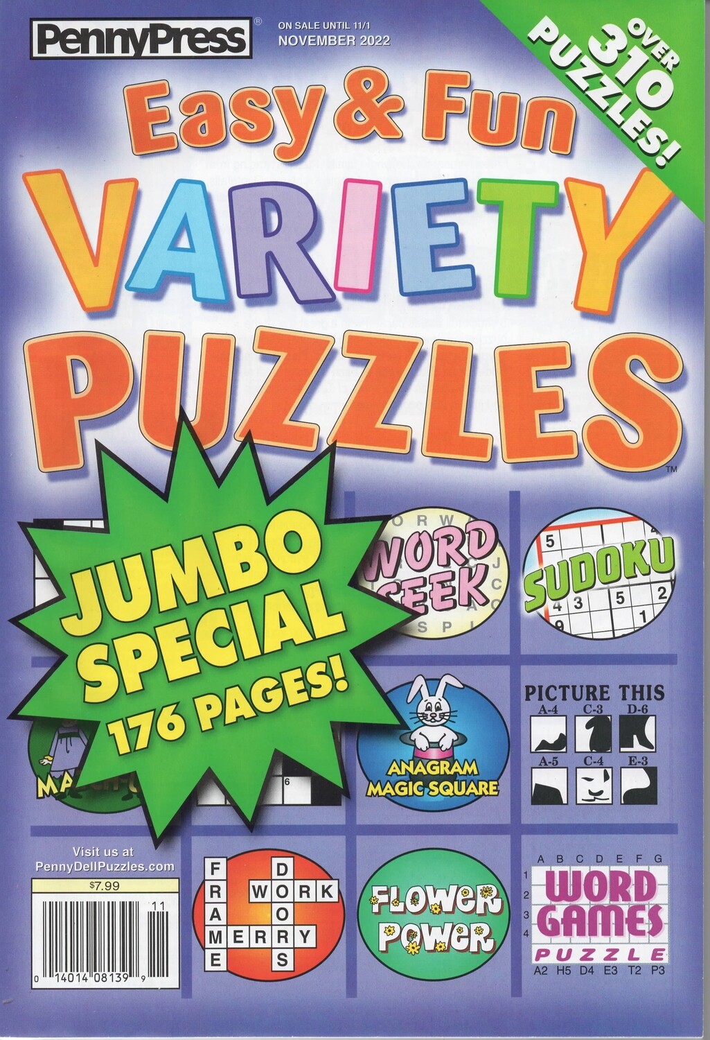 Easy & Fun Variety Puzzles #11 Over 310 Puzzles