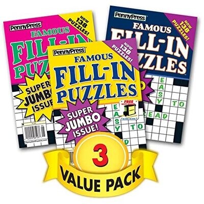 Penny's Famous Fill-In Puzzles -3 Pack -Free Shipping!