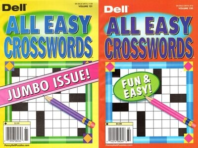 Pack of 2 Dell All Easy Crossword Puzzle Books -Free Shipping!