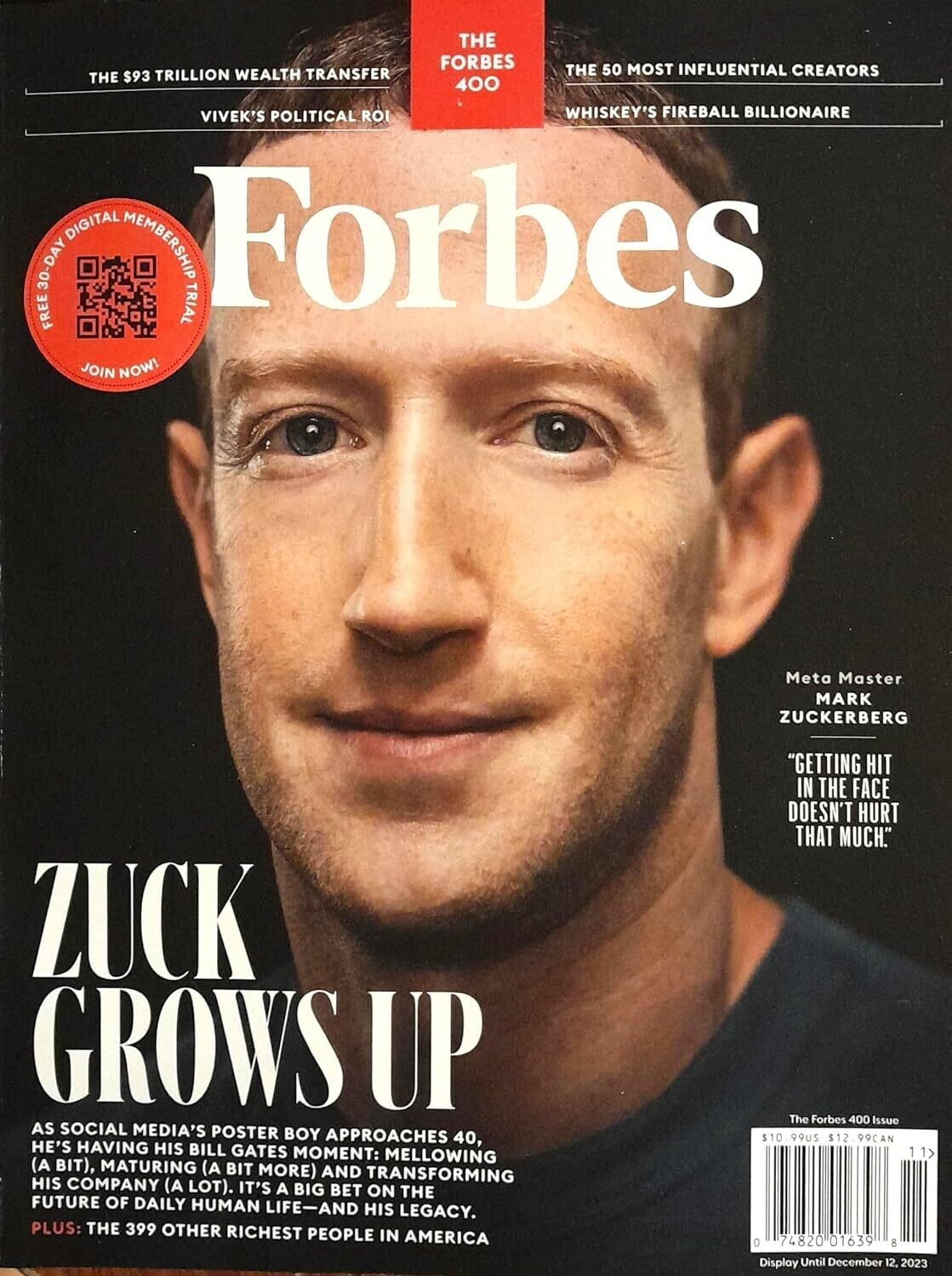 Forbes Magazine October November 2023 Zuck Grows Up