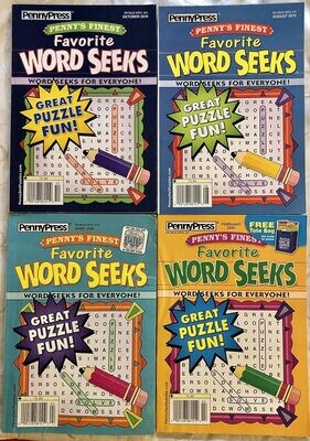 Lot of 4 Penny Press Penny's Finest Favorite Word Seek Puzzles Books -Free Shipping!