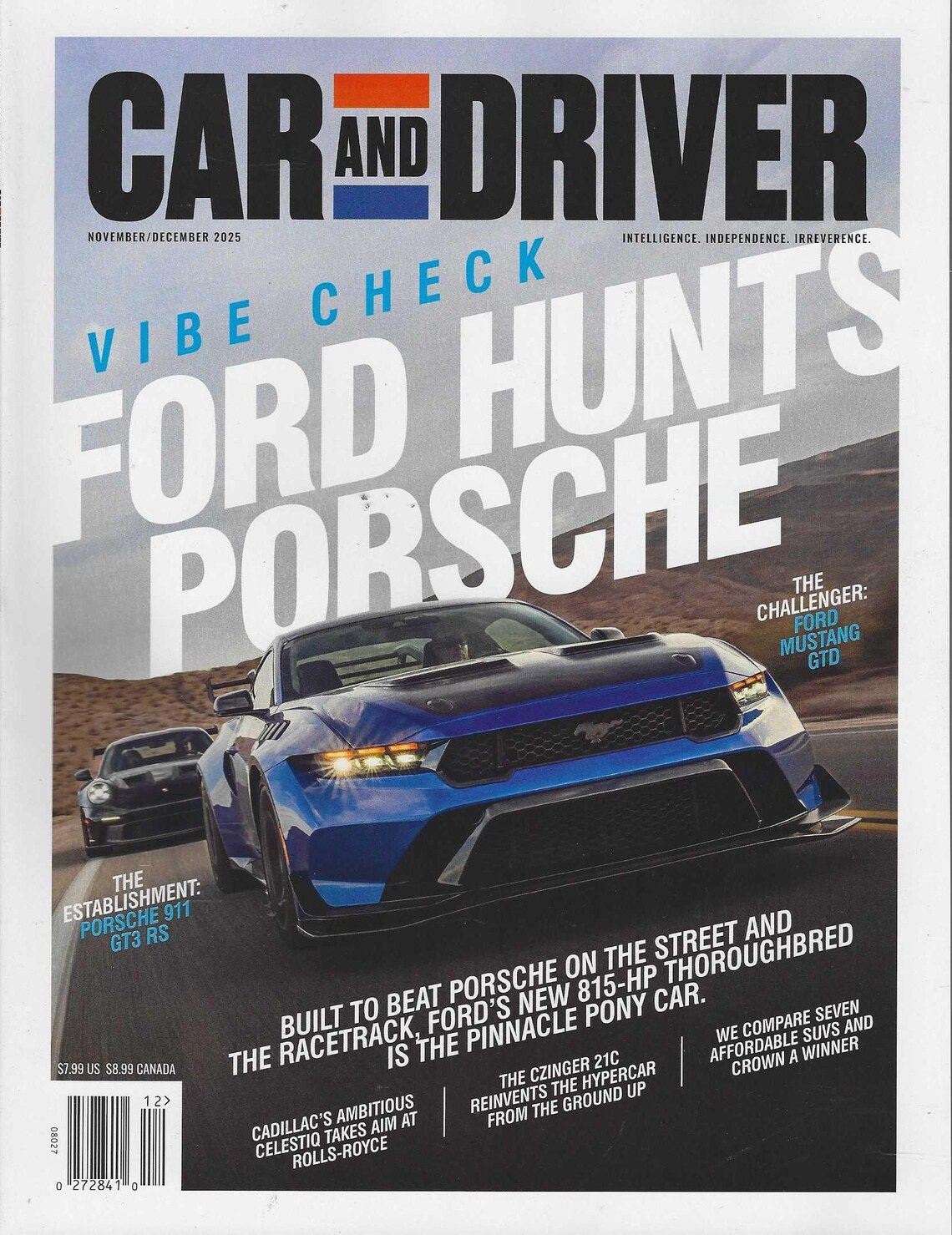 magazines for inmates | Car and Driver Magazine November / December 2025 Ford vs Porsche