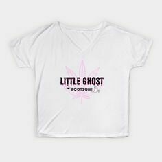 Little Ghost Bootique w/Pink Leaf Women's Slouchy Fit V-Neck
