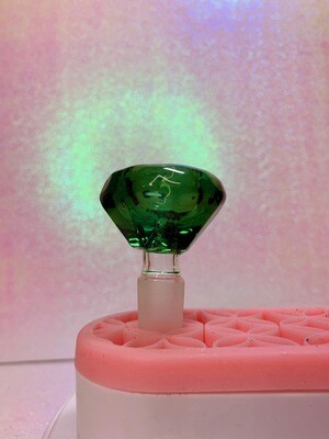 Green Crystal Cut 14mm Male Glass Bowl