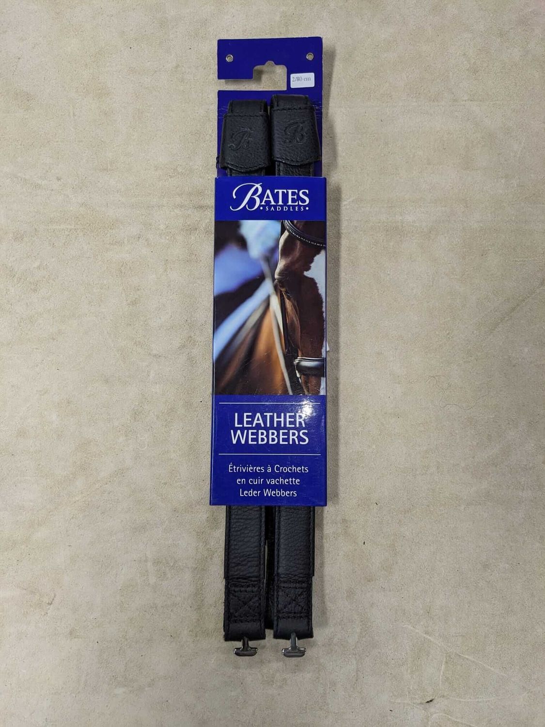 Mono Steigbügelriemen, Dressur lang, 80 cm, Bates Webbers, braun und schwarz