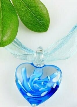 Murano Glass Heart Flower Set (assorted colors)