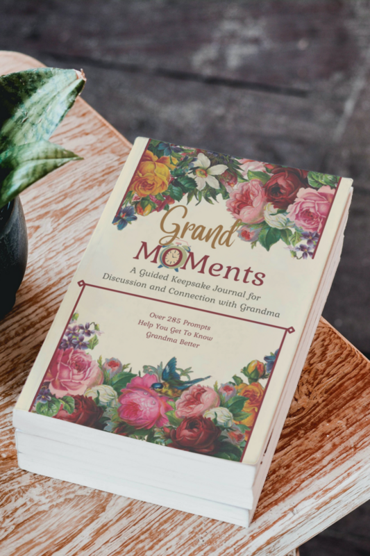 Grand MOMents Guided Keepsake Journal is great for relationship building as it helps you get to know grandma better. It is a perfect all-occasion gift (Grandparents Day, Mother's Day, Birthdays, Christmas, or Just Because).