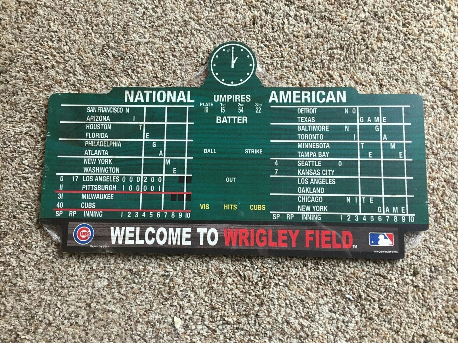 Chicago Cubs Wrigley Field Scoreboard Wood Sign