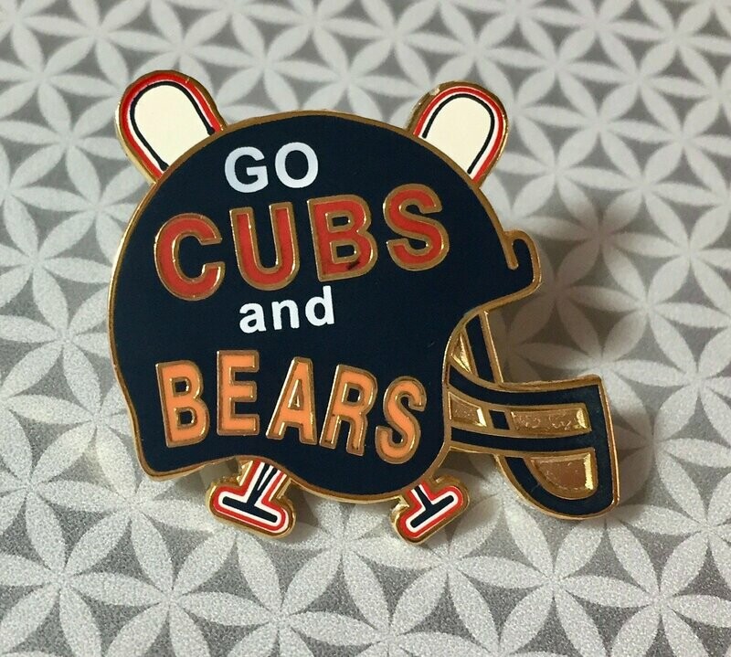 GO CUBS BAT and BEARS HELMET LAPEL PIN