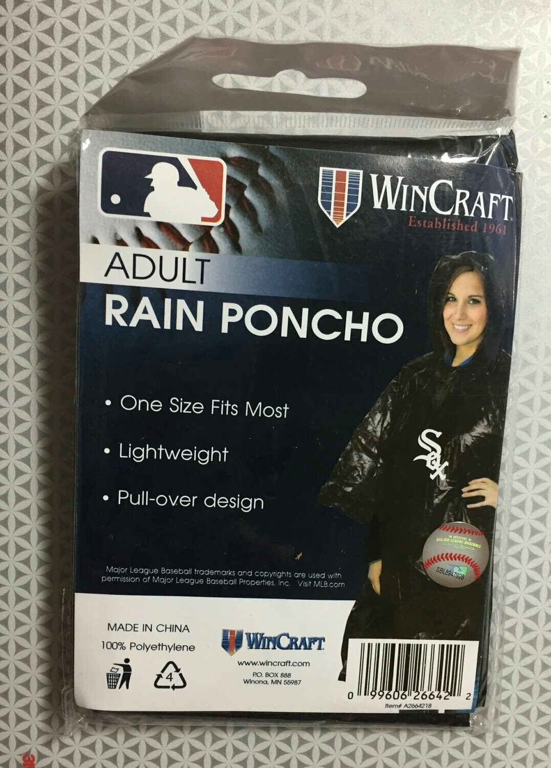 Chicago White Sox  Adult Rain Poncho….(SALE Reg $7.50 Sale $5.62)