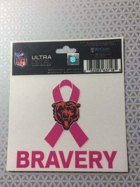 Chicago Bears Pink Ribbon Window Ultra Decal - BRAVERY
(SALE Reg $5.00 Sale $3.75)