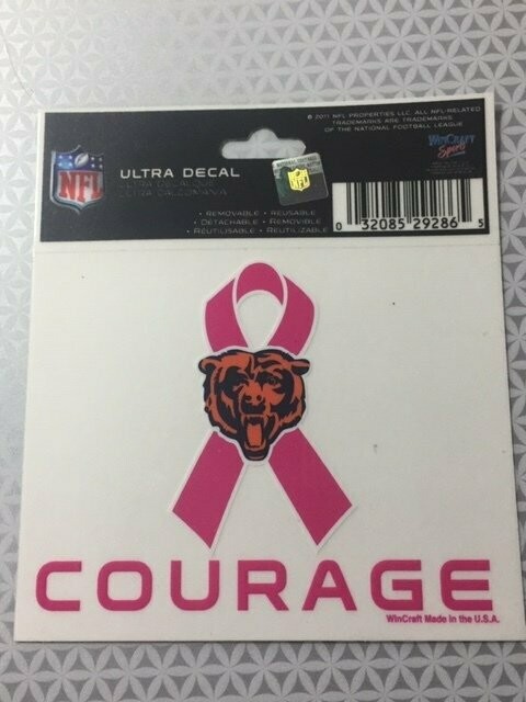 Chicago Bears Pink Ribbon Window Ultra Decal - COURAGE..(SALE Reg $5.00 Sale $3.75)