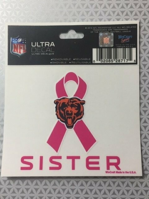Chicago Bears Pink Ribbon Window Ultra Decal - SISTER....(SALE Reg $5.00 Sale $3.75)