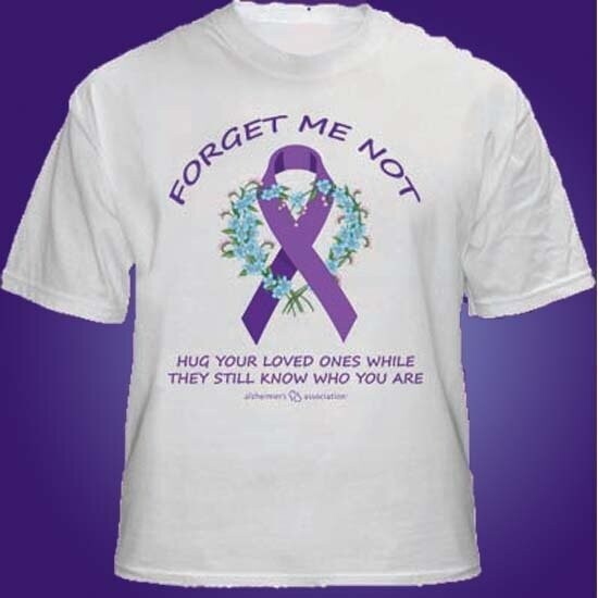 LARGE  (WHITE) UNISEX "Forget Me Not" Alzheimer's Awareness Shirt…