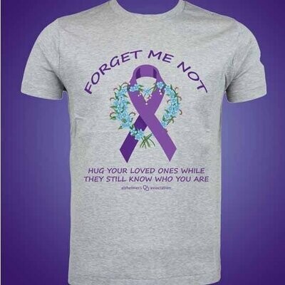 2X-LARGE (GRAY) UNISEX "Forget Me Not" Alzheimer's Awareness Shirt