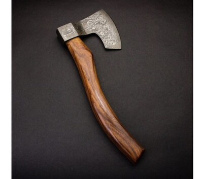 Handmade Damascus Tomahawk With Rose wood