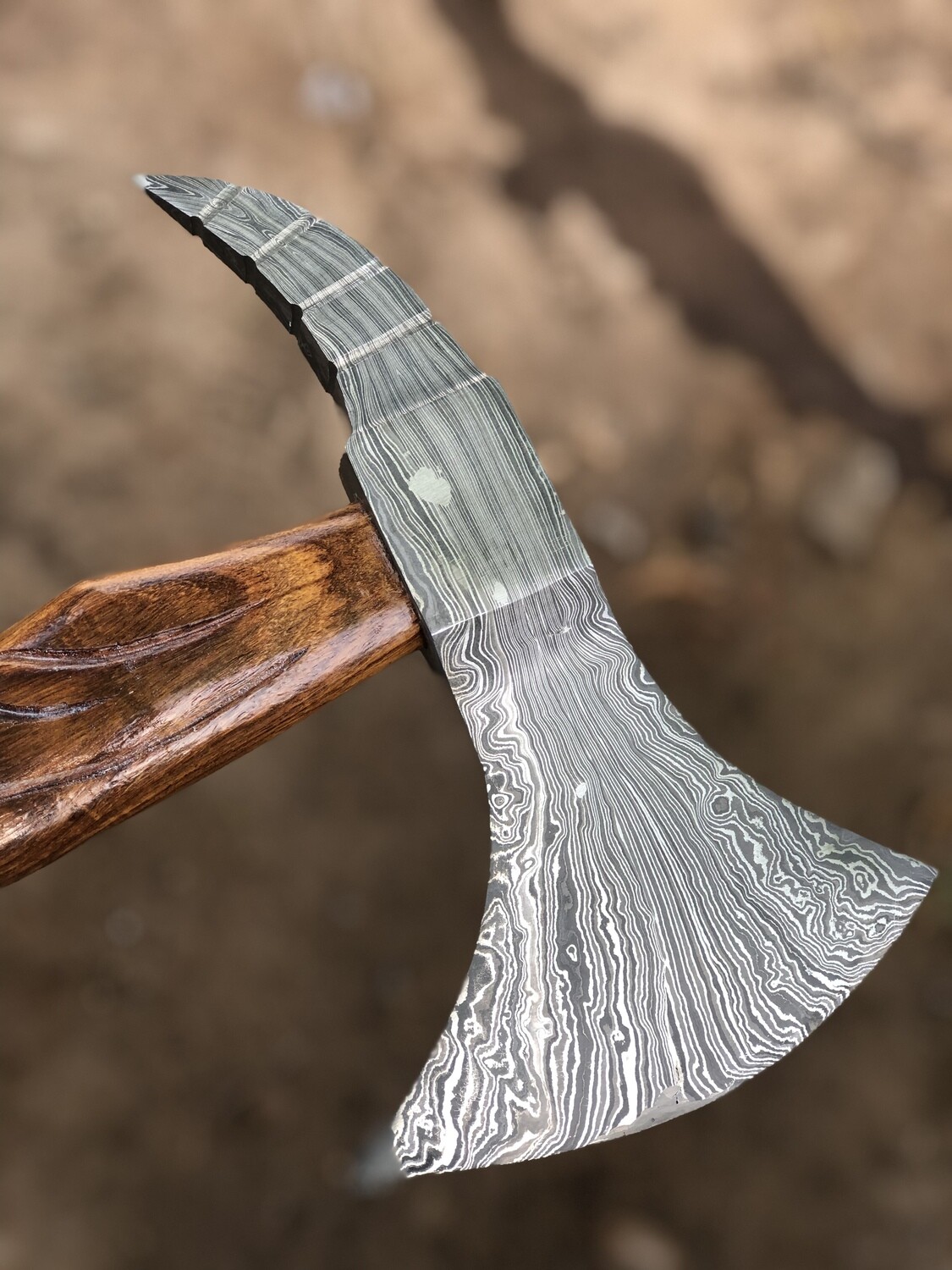 Handmade Damascus Steel Axe With Rose wood handle 
