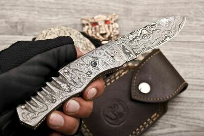 Full Damascus Steel Folding Knife