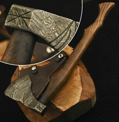 Handmade Damascus Steel Axe With Rose wood handle 