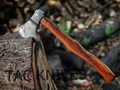 Damascus Steel Handmade Axe With Leather Sheath