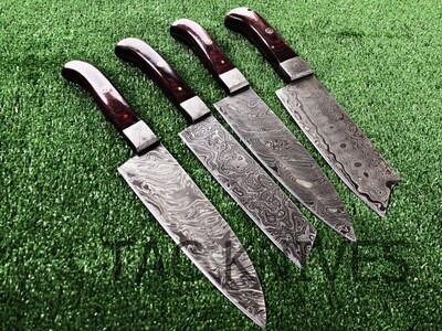 Damascus Steel Chef Knife Set with Leather roll