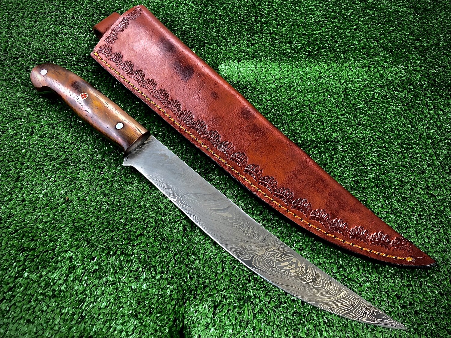 Damascus Fillet With Rose Wood Handle