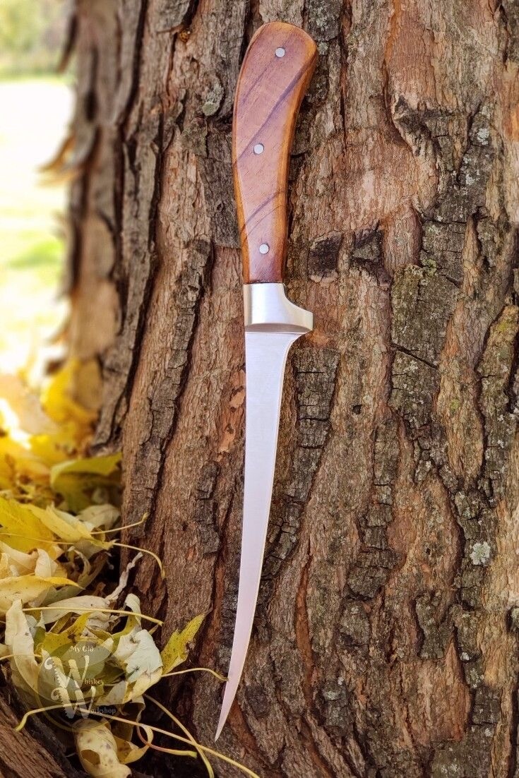 Handmade 1095 Steel Fillet Knife with Rose wood handle