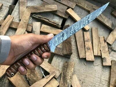 Damascus Fillet Knife With Pakka Wood Handle