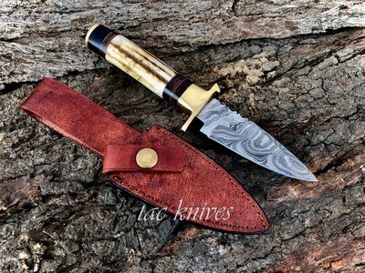 Skinner Knife With Brass Guard And Antler Handle-ANT19