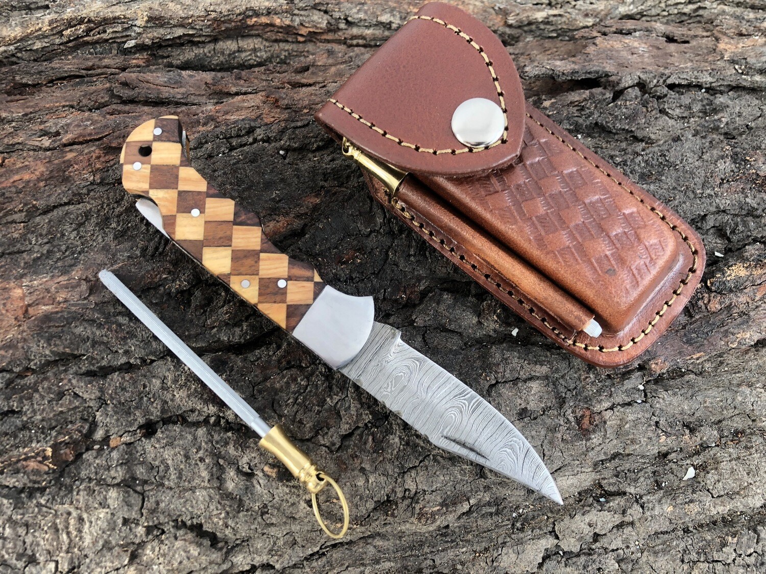 Handmade Pocket Knife With Leather Sheath