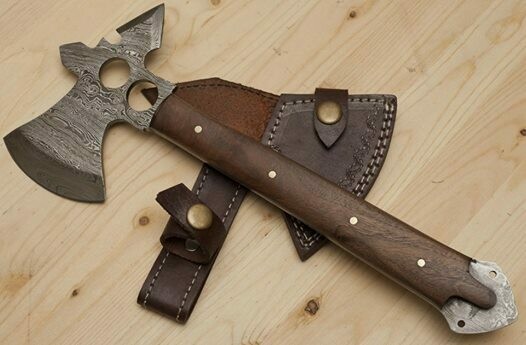 1 damascus steel axe with leather sheath