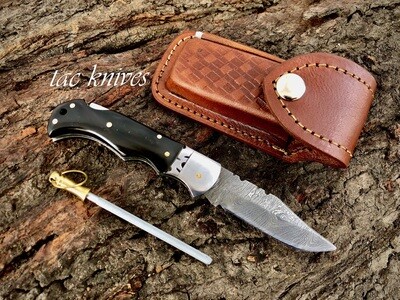 Damascus Steel Pocket Knife | Personalized Knife | Customized Knife| Handmade Knife