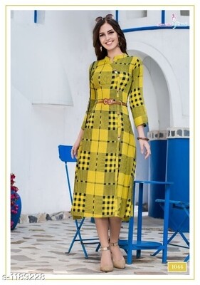 Alluring Rayon checkered women's dress
