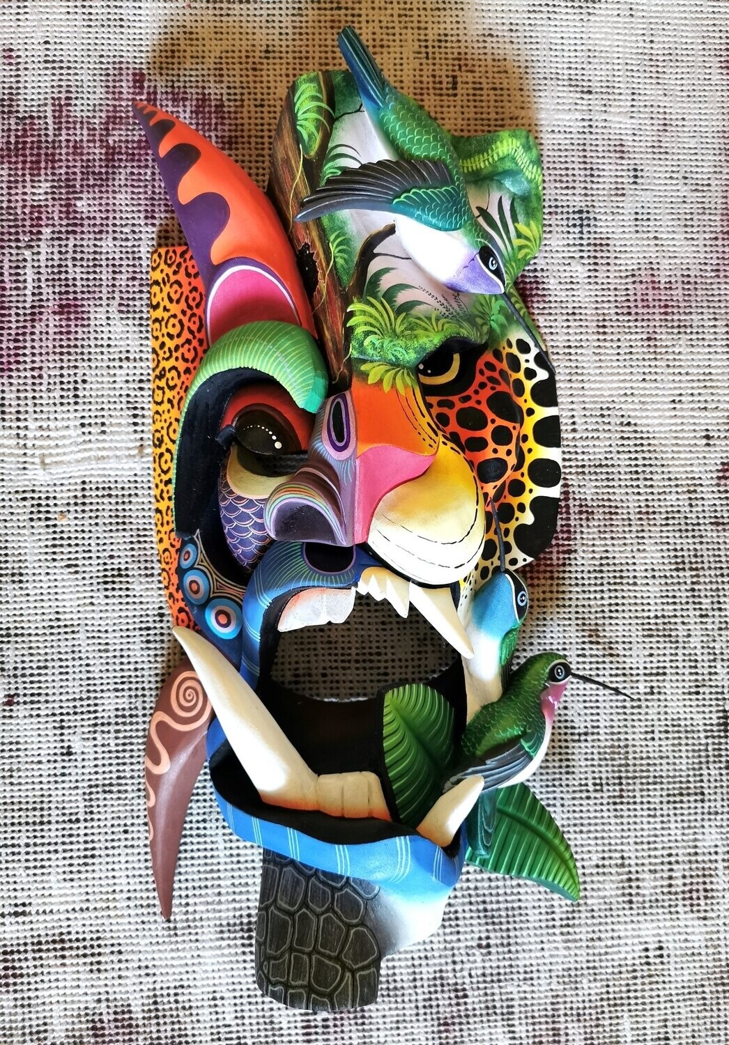 "Devil Jaguar with Hummingbirds"