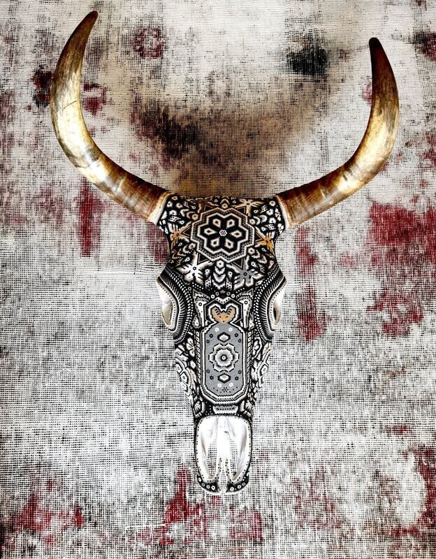 "Golden Black Cow Skull"
