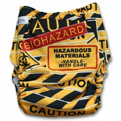 Biddykins Pocket Nappy - Position Prints - Caution Biohazard
