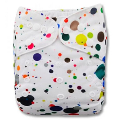 Biddykins - Standard Print OSFM Pocket - White with Multicolor Paint Drops