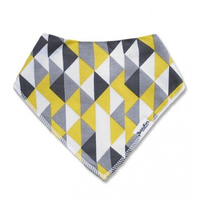 Bandana Bib - Yellow Grey Triangles