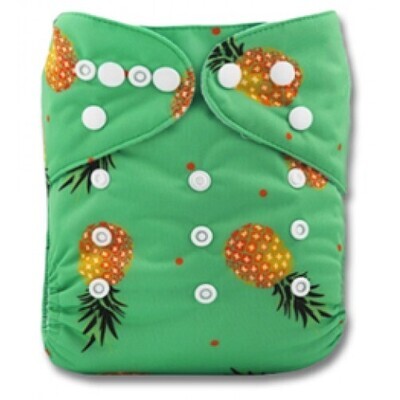 Biddykins - Standard Print OSFM Pocket - Green With Pineapples