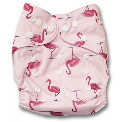 Biddykins - Standard Print OSFM Pocket - Pink With Pink Flamingos