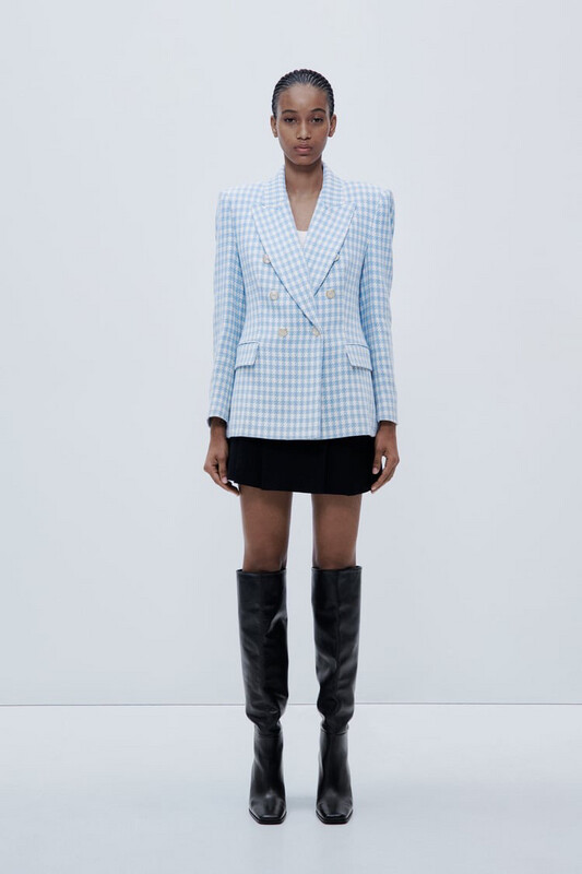 ZARA Houndstooth Double-Breasted Blazer