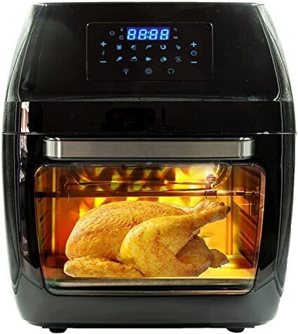 Friggitrice ad aria calda senza olio ECOFRY 12 lt 1700W con Griglia Timer e ricettario