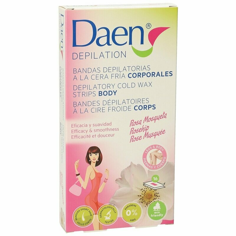 BANDAS DEPILATORIAS DAEN ROSA MOSQUETA 16UDS
