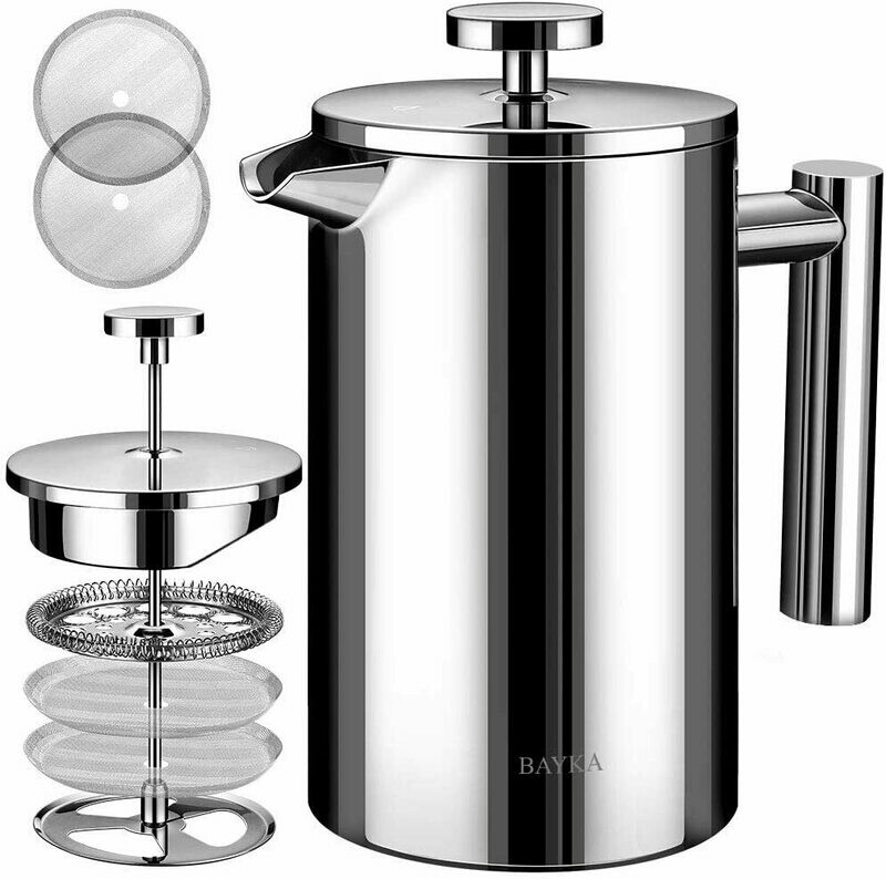 French Press acero inoxidable, 34 oz, doble pared aislante.