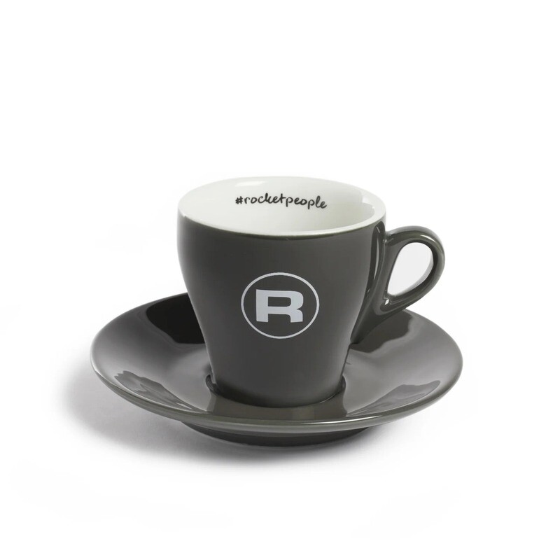 Taza Flat White Gris con porcelana