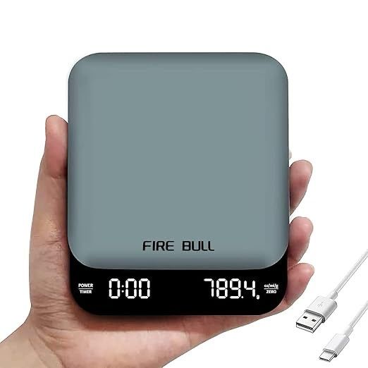 FIRE BULL Báscula de Café, 3.5kg / 0.1g Báscula Digital de Café con Temporizador, Escala de Café Digital
